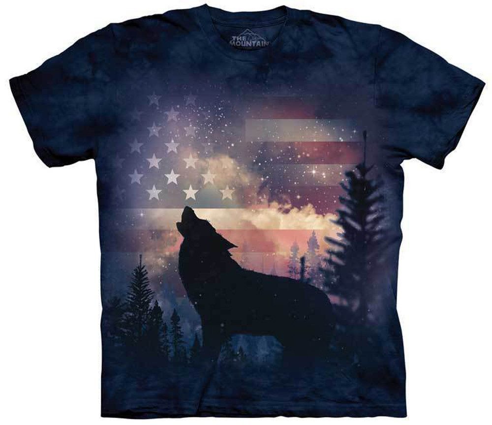 The Mountain T-Shirt USA Wolf Patriotic Howl von The Mountain