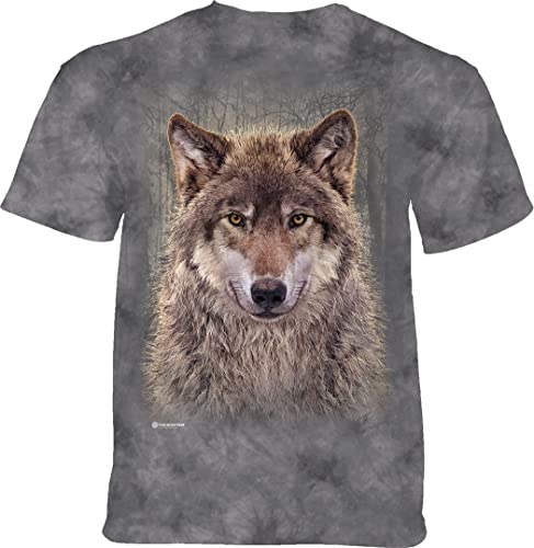 The Mountain Unisex Gray Wolf Forest Erwachsene, Grau, Größe XXL T-Shirt, XX-Large von The Mountain