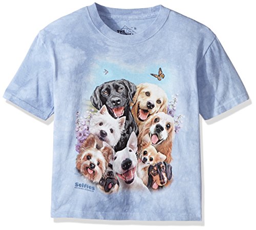 The Mountain Unisex-Kinder Hund Selfie T-Shirt, blau, Klein von The Mountain