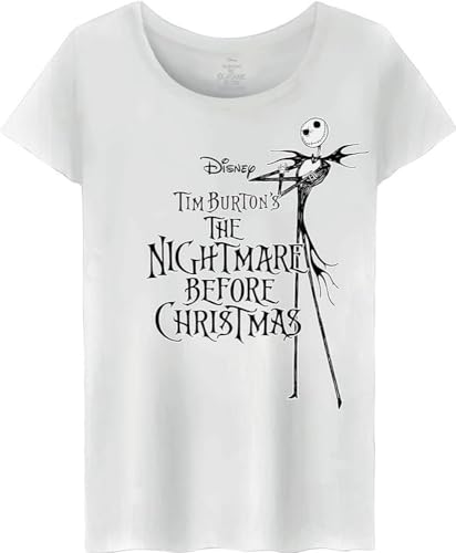 NIGHTMARE BEFORE CHRISTMAS Damen Wojackdts020 T-Shirt, weiß, Small von The Nightmare Before Christmas