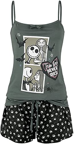 The Nightmare Before Christmas Comic Frauen Schlafanzug schwarz/grau M von The Nightmare Before Christmas