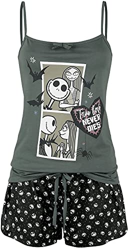 The Nightmare Before Christmas Comic Frauen Schlafanzug schwarz/grau XL von The Nightmare Before Christmas
