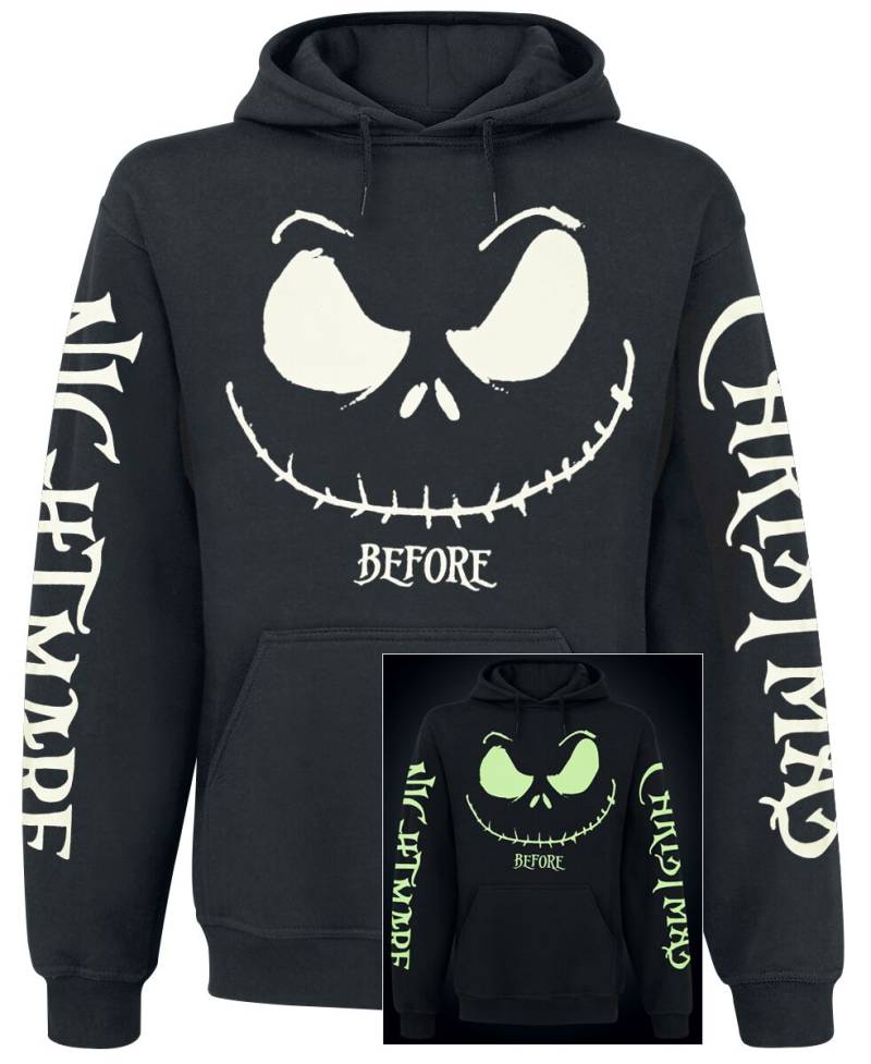 The Nightmare Before Christmas - Disney Kapuzenpullover - Jack Face - Glow in the dark - S bis XXL - für Männer - Größe XXL - schwarz  - Lizenzierter von The Nightmare Before Christmas