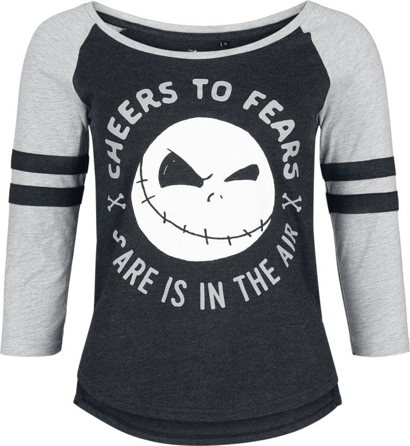 The Nightmare Before Christmas - Disney Langarmshirt - Jack - Cheers To Fears - Scare Is In The Air - S bis XXL - für Damen - Größe XL - schwarz/grau von The Nightmare Before Christmas