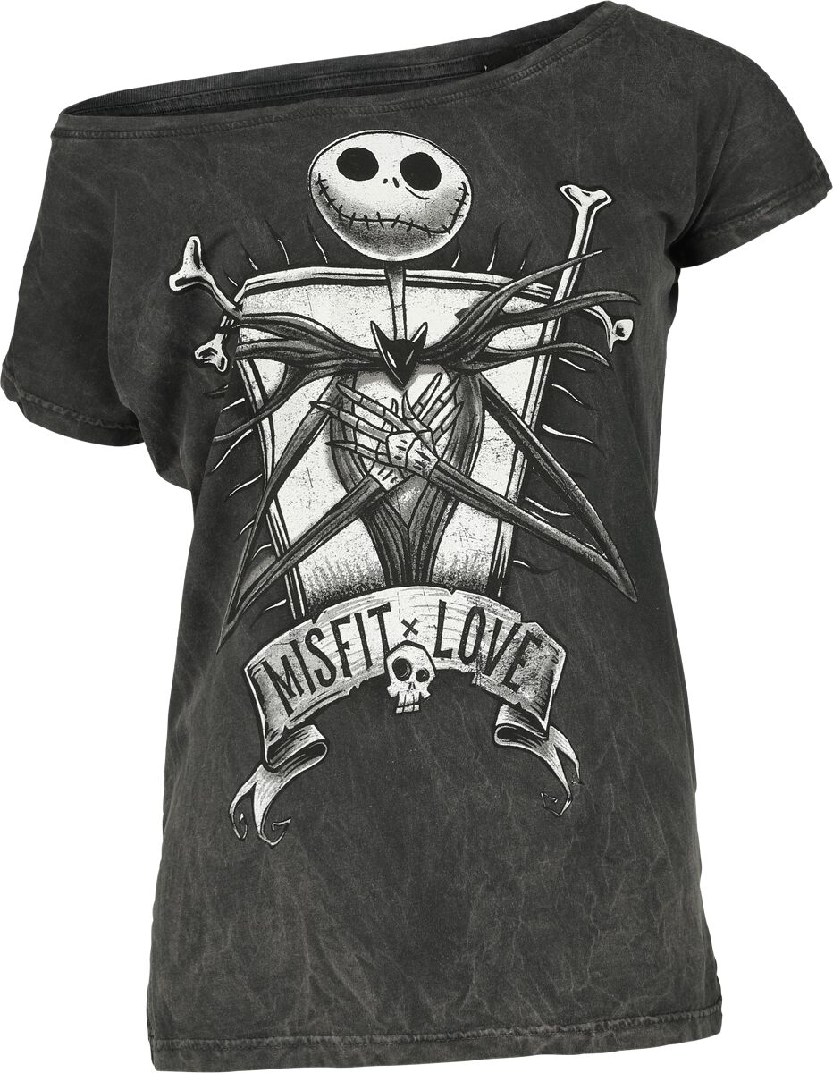 The Nightmare Before Christmas - Disney T-Shirt - Jack Skellington - Misfit Love - S bis 3XL - für Damen - Größe L - dunkelgrau  - EMP exklusives von The Nightmare Before Christmas