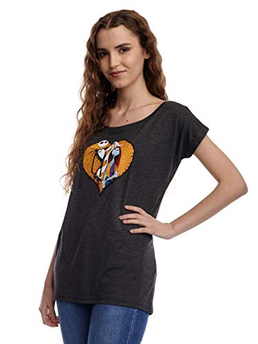 The Nightmare Before Christmas In Love Damen Loose-Shirt dunkelgrau meliert, Größe:XXL von The Nightmare Before Christmas