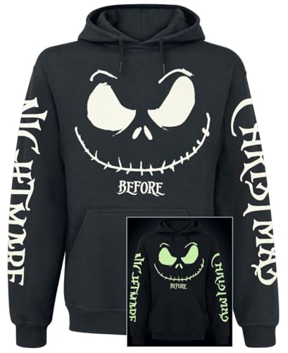 The Nightmare Before Christmas Jack Face - Glow in The Dark Männer Kapuzenpullover schwarz XXL von The Nightmare Before Christmas