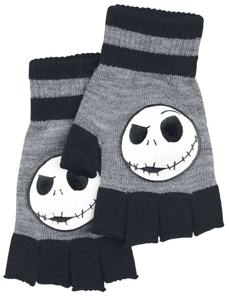 The Nightmare Before Christmas Jack Face Kurzfingerhandschuhe grau meliert schwarz von The Nightmare Before Christmas