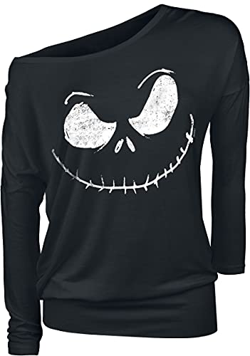 The Nightmare Before Christmas Jack Skellington - Face Frauen Langarmshirt schwarz S von The Nightmare Before Christmas