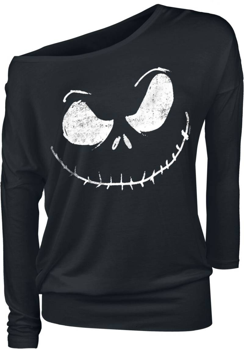 The Nightmare Before Christmas Jack Skellington - Face Langarmshirt schwarz in XXL von The Nightmare Before Christmas