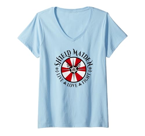 Damen Shield Maiden Live-Liebeskampf T-Shirt mit V-Ausschnitt von The Norseman Collection