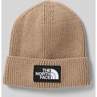 The North Face Beanie in Strick-Optik mit Logo-Patch Modell 'Box' in Taupe, Größe 1 von The North Face