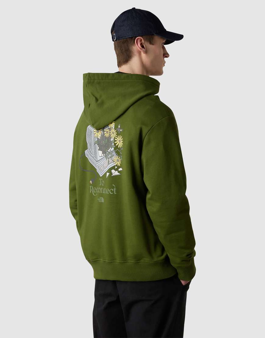 The North Face - Connect - Locker geschnittener Kapuzenpullover in Waldgrün mit Grafik von The North Face