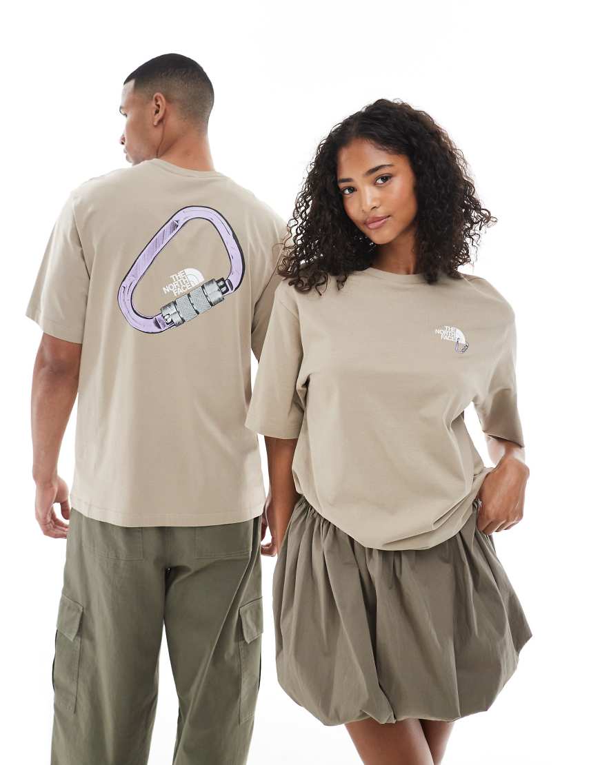 The North Face - Explore Carabiner - Relaxed Fit Unisex-T-Shirt in Grau mit Rückenprint von The North Face
