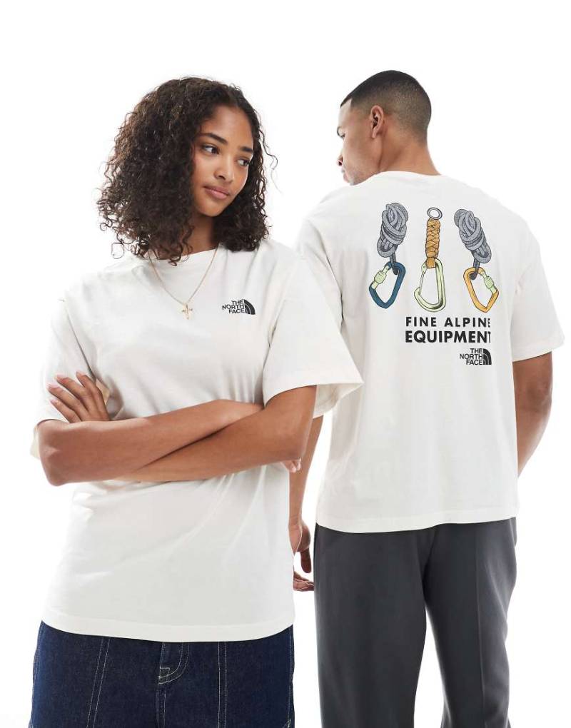 The North Face - Explore Gear - Locker geschnittenes Unisex-T-Shirt in Wollweiß mit Rückenprint von The North Face