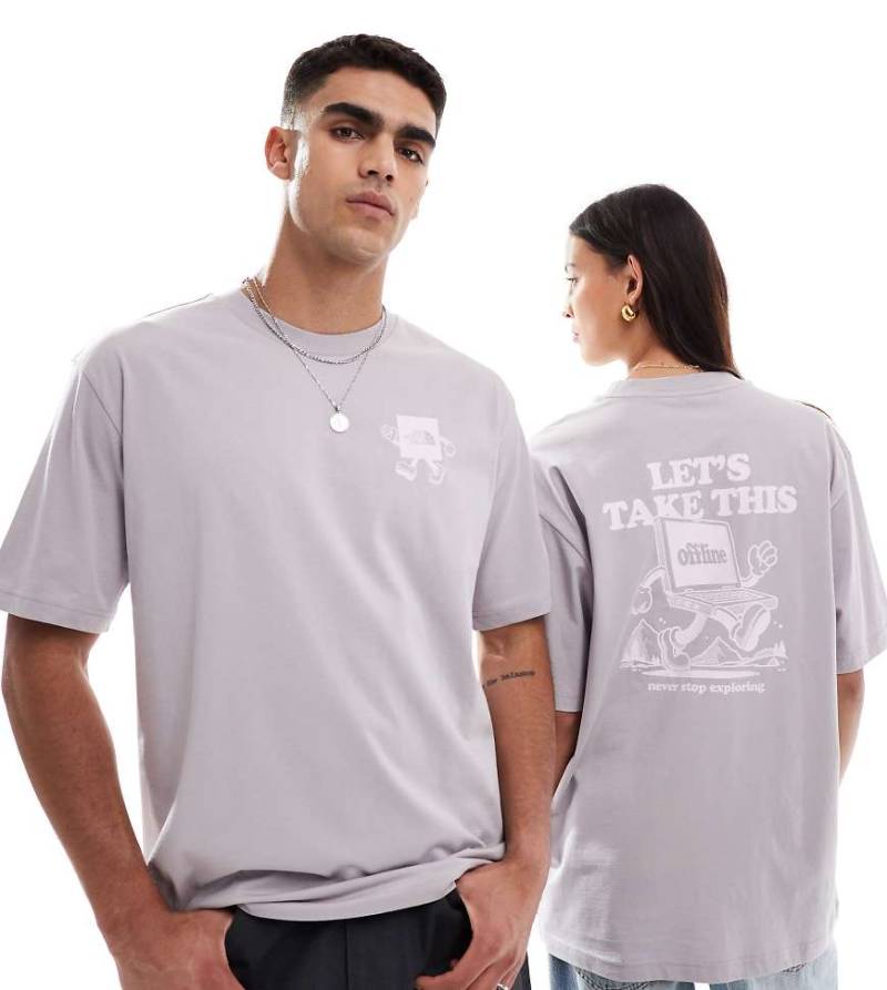 The North Face - Explore - Oversize-T-Shirt in Pastellgrau mit Rückenprint von The North Face
