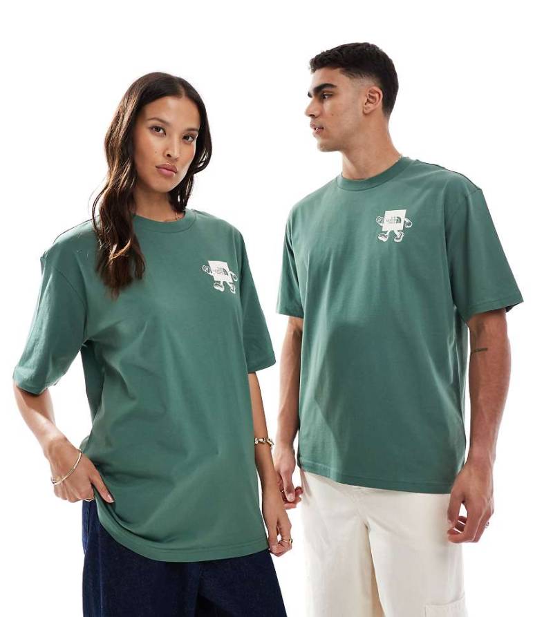 The North Face - Explore - Oversize-T-Shirt in verwaschenem Grün mit Rückenprint von The North Face