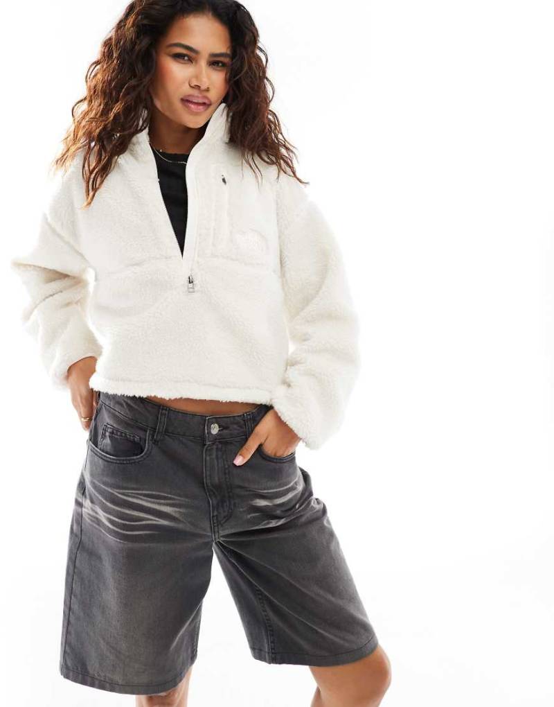 The North Face - Extreme - Fleece-Oberteil in Wollweiß mit kurzem Reißverschluss, Tasche und Logo von The North Face