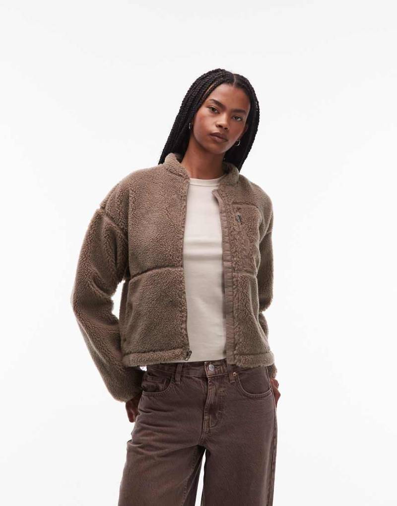 The North Face - Extreme - Jacke aus hochflorigem Teddy-Fleece in Braun mit Reißverschluss-Brown von The North Face