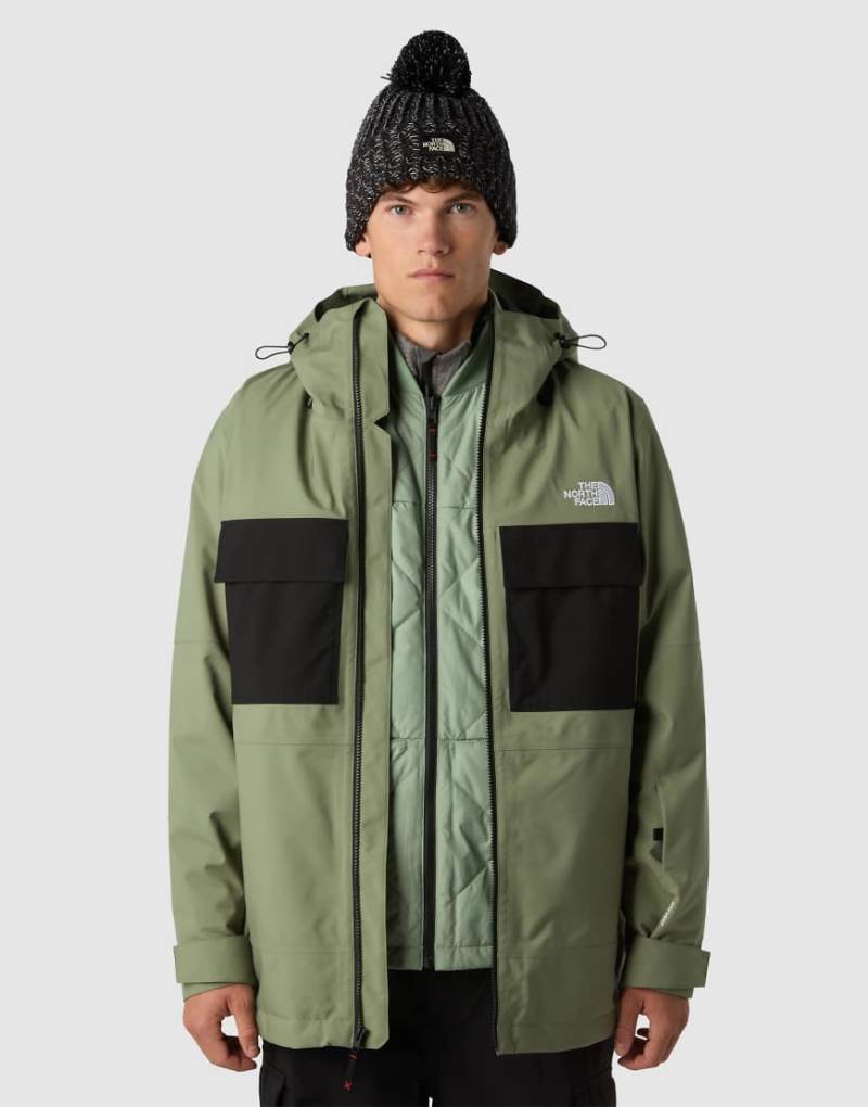 The North Face - Fourbarrel Triclimate - 3-in-1-Jacke in Bark Mist/TNF-Schwarz-Grün von The North Face