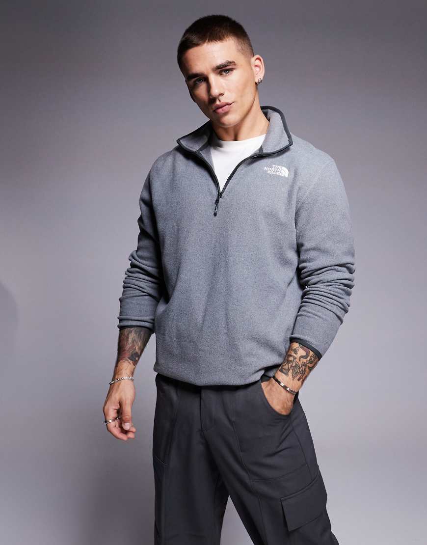 The North Face - Glacier - Fleece-Sweatshirt in Grau mit kurzem Reißverschluss und Logo von The North Face