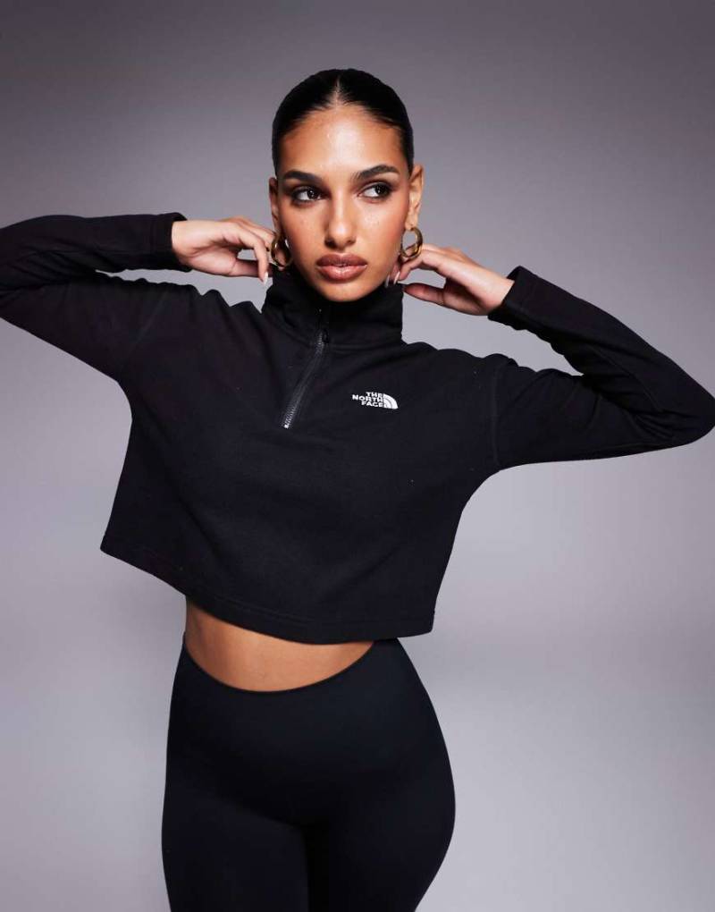 The North Face - Glacier - Fleece-Sweatshirt in Schwarz mit kurzem Schnitt und kurzem Reißverschluss sowie Logo von The North Face