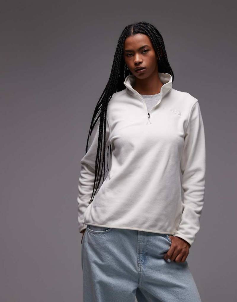 The North Face - Glacier - Fleece-Sweatshirt in Wollweiß mit kurzem Reißverschluss von The North Face