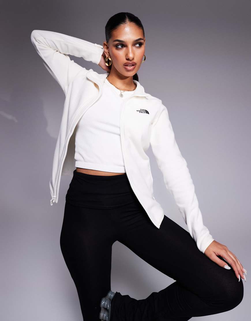 The North Face - Glacier - Fleece-Sweatshirt in gebrochenem Weiß mit Logo und durchgehendem Reißverschluss von The North Face