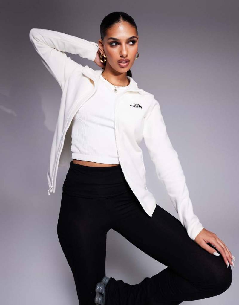 The North Face - Glacier - Fleece-Sweatshirt in gebrochenem Weiß mit Logo und durchgehendem Reißverschluss von The North Face