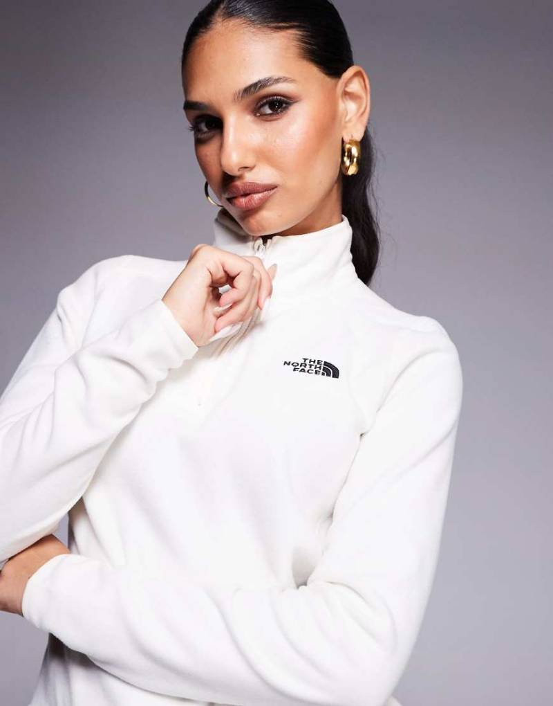 The North Face - Glacier - Fleece-Sweatshirt in gebrochenem Weiß mit Logo und kurzem Reißverschluss von The North Face