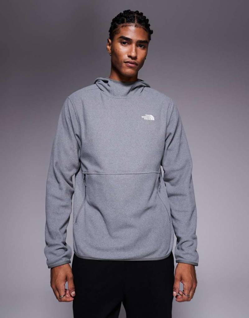 The North Face - Glacier - Fleece-Sweatshirt in meliertem TNF-Mittelgrau mit Kapuze von The North Face
