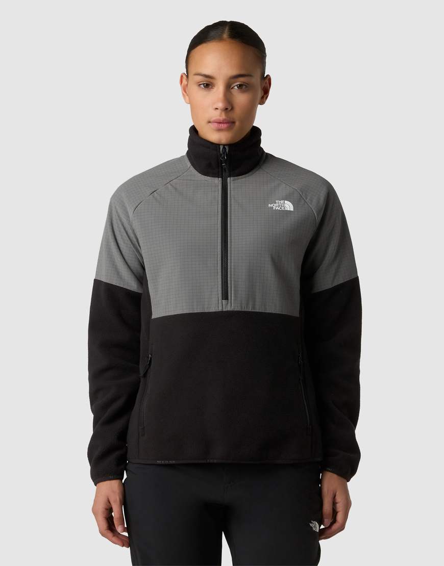 The North Face - Glacier - Schweres Fleece-Oberteil in TNF-Schwarz/Smoked Pearl mit halblangem Reißverschluss von The North Face