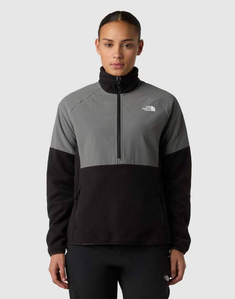 The North Face - Glacier - Schweres Fleece-Oberteil in TNF-Schwarz/Smoked Pearl mit halblangem Reißverschluss von The North Face