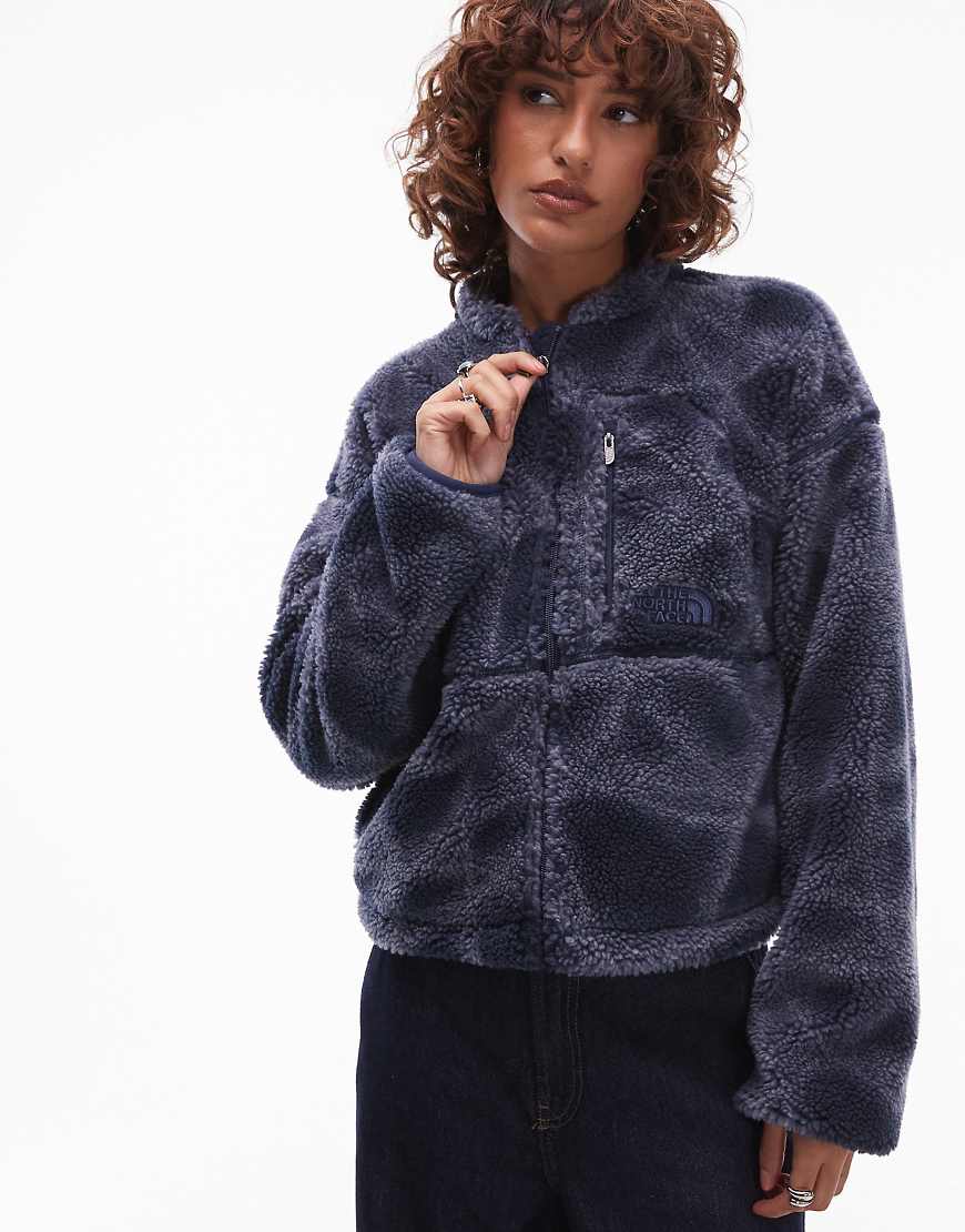 The North Face - Hochflorige Teddyfleece-Jacke in Marineblau mit Reißverschluss und Halo-Muster von The North Face