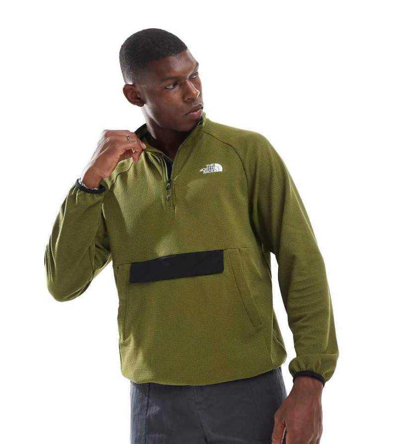 The North Face - Kecha - Verstaubarer Anorak in Khaki mit kurzem Reißverschluss-Grün von The North Face