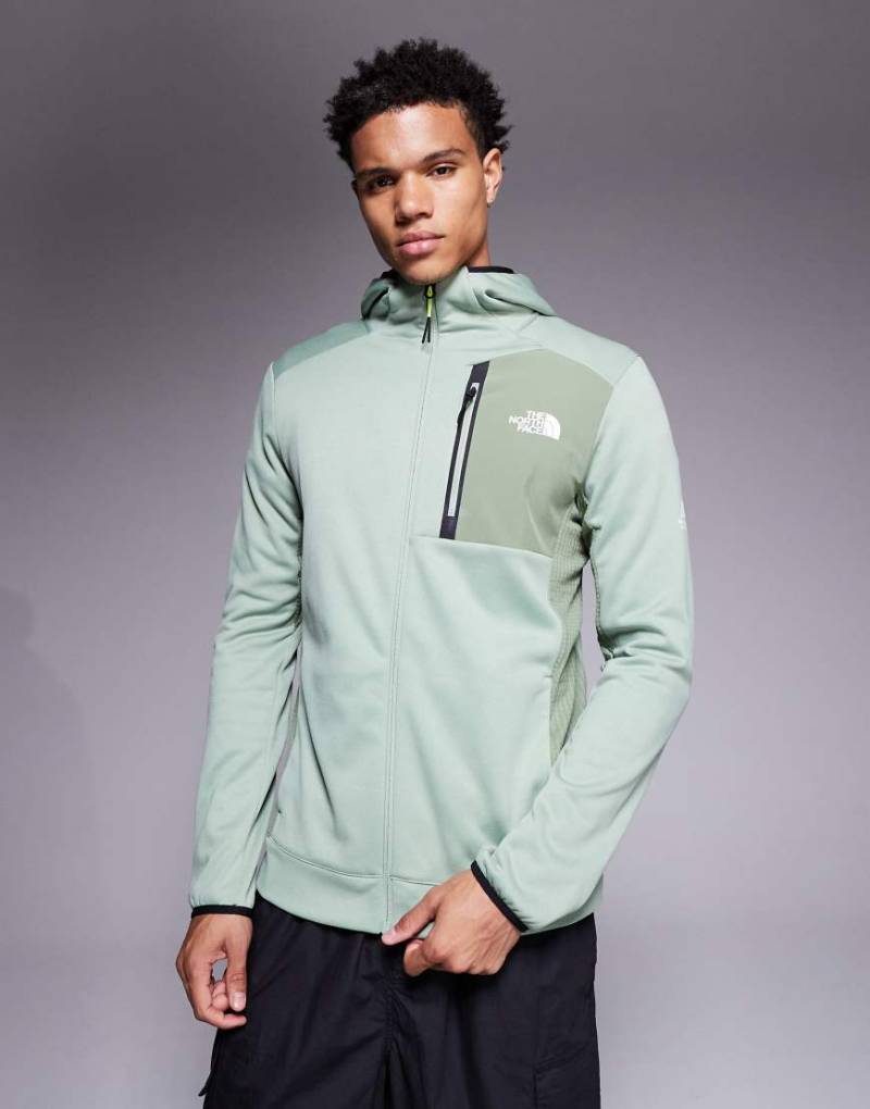 The North Face - Mountain Athletics - Kapuzenjacke aus Fleece in Slate Moss/Bark Mist mit durchgehendem Reißverschluss-Grün von The North Face