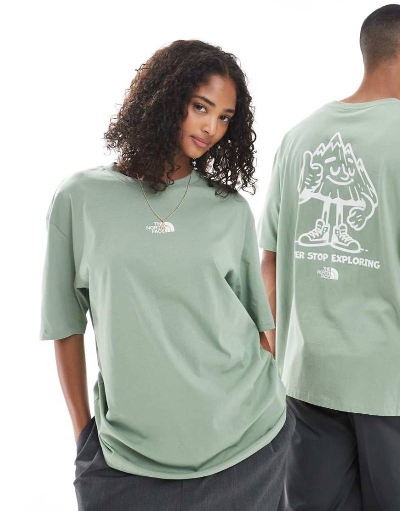The North Face - Mountain Fun - Unisex-T-Shirt in Hellgrün mit Rückenprint und Oversize-Schnitt von The North Face