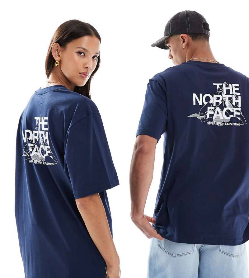 The North Face - Mountain Sketch - Oversize-T-Shirt in Marineblau mit Rückenprint von The North Face