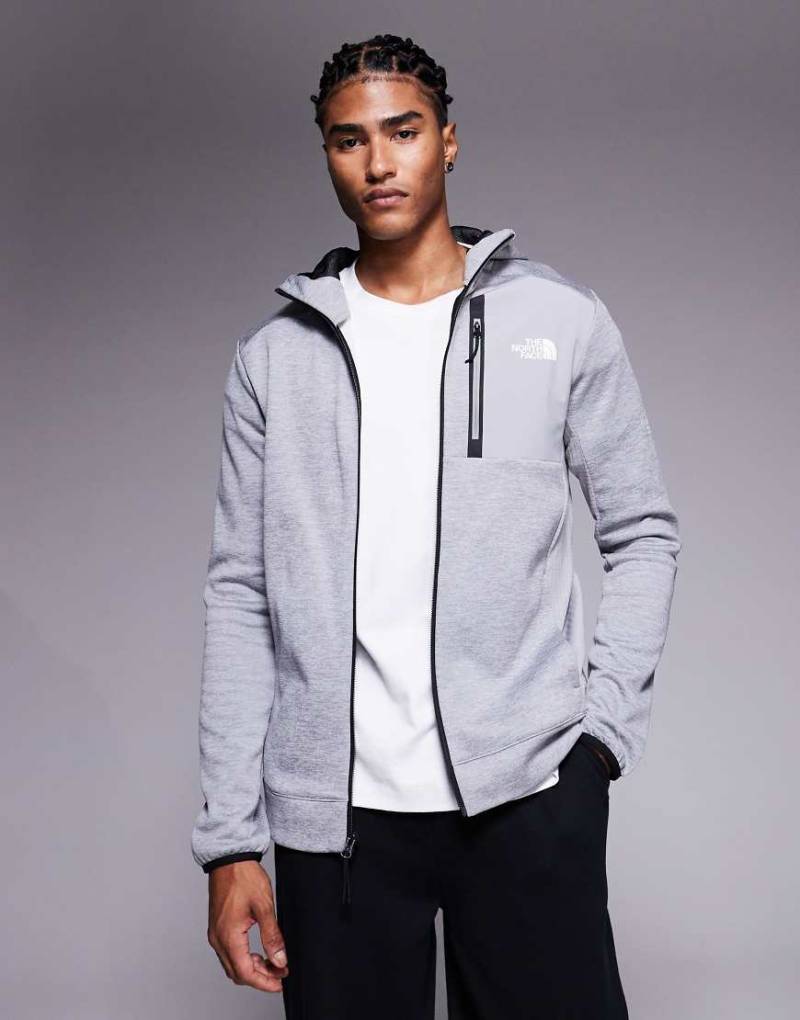 The North Face - Mountains Athletics - Funktionale Kapuzenjacke aus Fleece in Grau mit durchgehendem Reißverschluss von The North Face