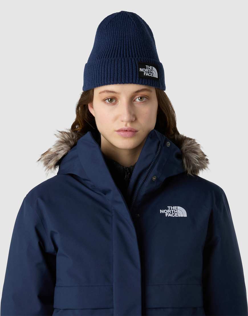 The North Face - Mütze in Summit-Marineblau mit Umschlag und TNF-Logobox von The North Face