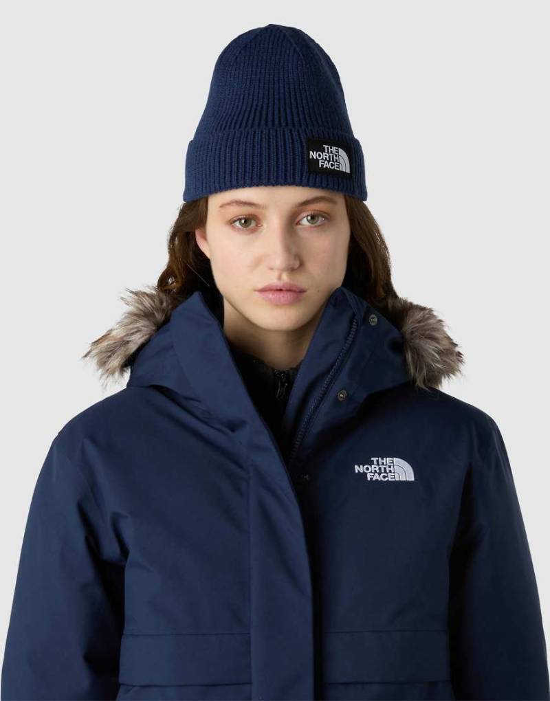 The North Face - Mütze in Summit-Marineblau mit Umschlag und TNF-Logobox von The North Face