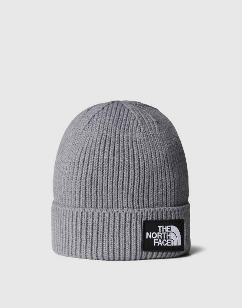 The North Face - Mütze in mittlerem TNF-Heidegrau mit Umschlag und „The North Face"-Logobox von The North Face