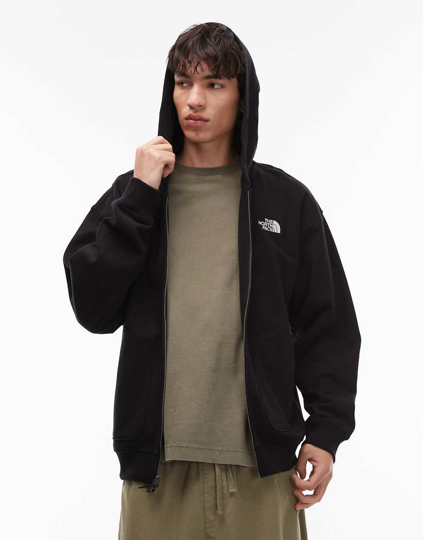 The North Face - Oversize-Kapuzenpullover in Schwarz mit doppeltem Reißverschluss und Logo von The North Face