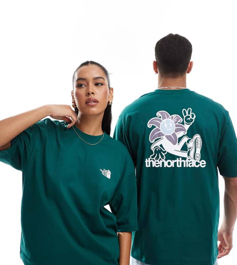 The North Face - Oversize-T-Shirt in Dunkelgrün mit Blüten-Rückenprint, exklusiv bei ASOS von The North Face