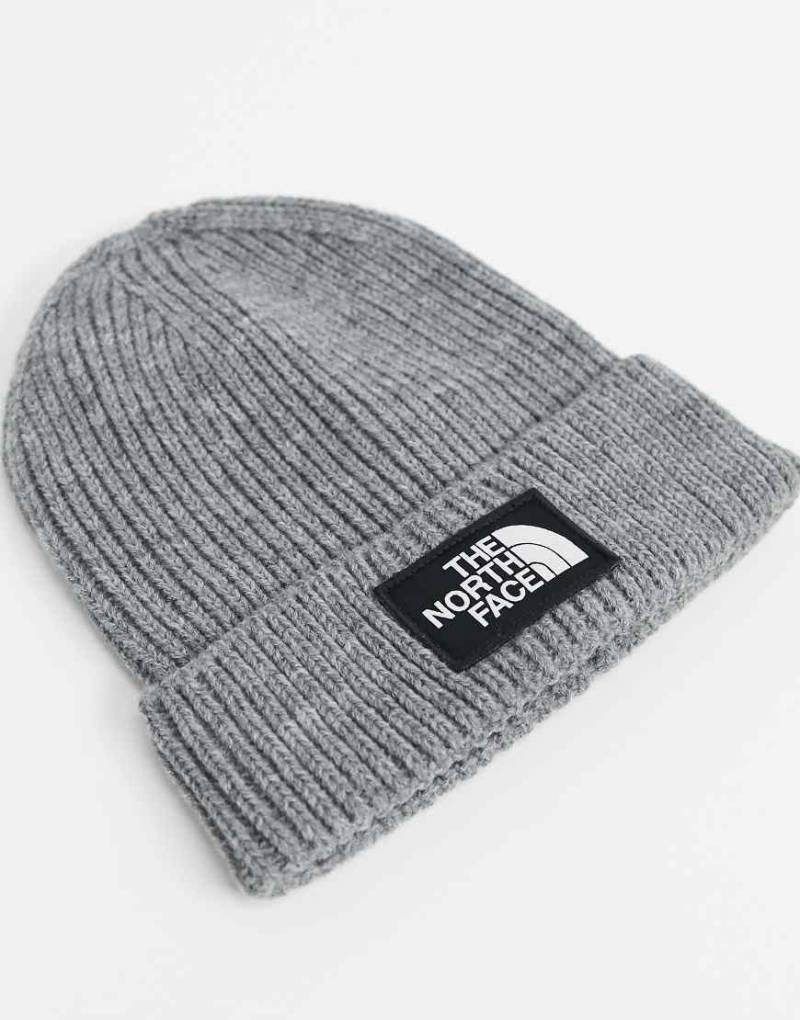 The North Face - Strickmütze in Grau mit Umschlag und Logo-Aufnäher von The North Face