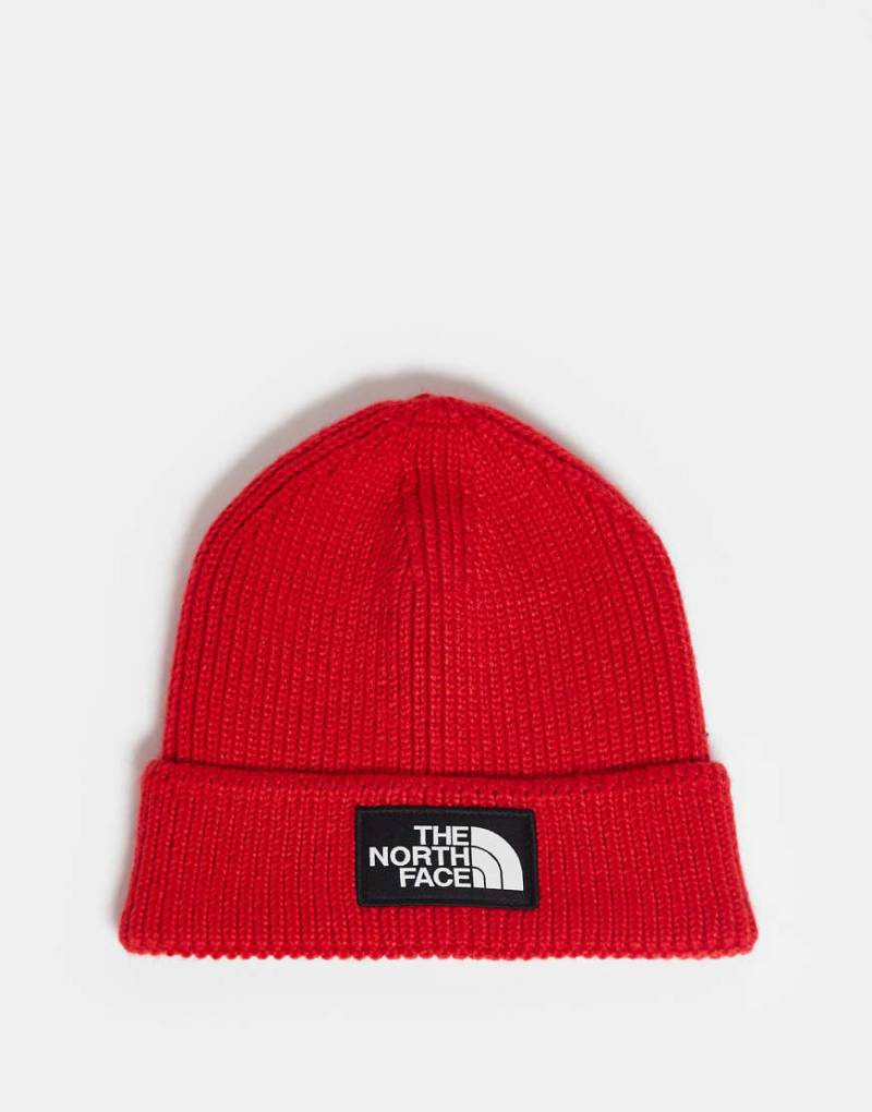 The North Face - Strickmütze in Rot mit Box-Logo und Umschlag von The North Face