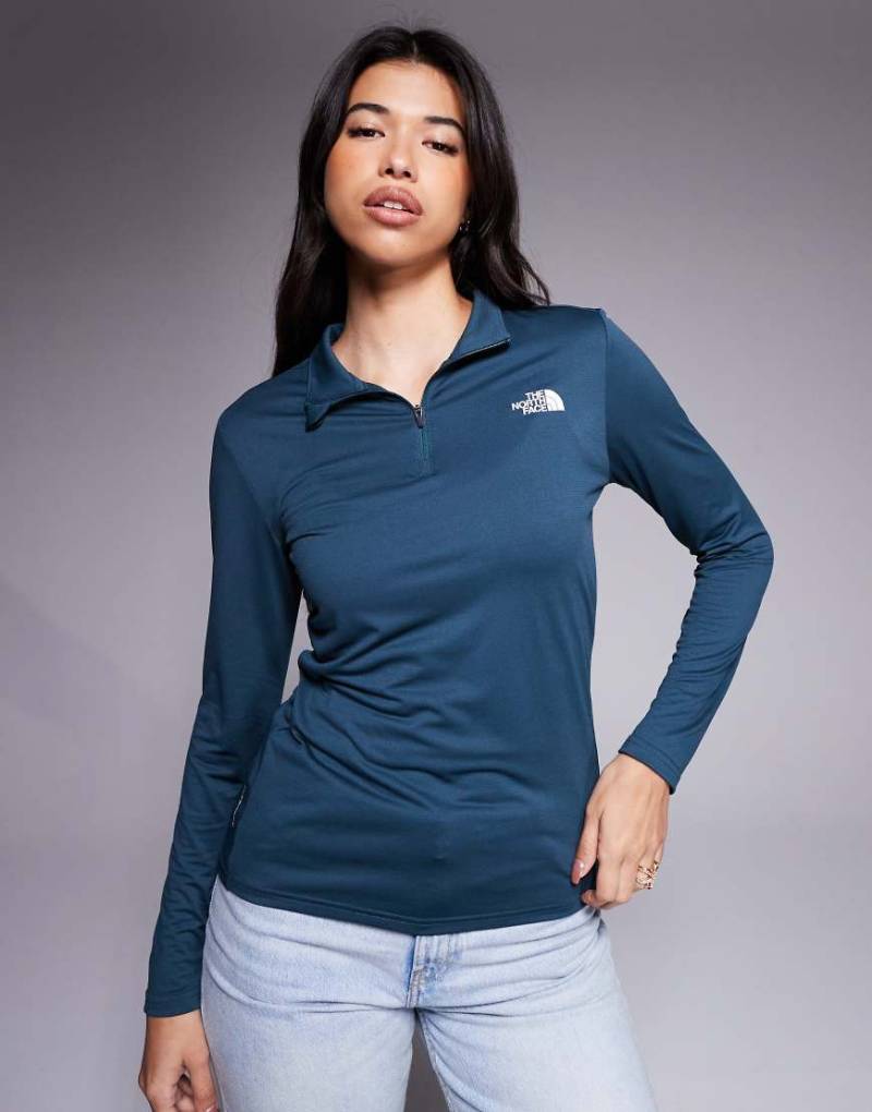 The North Face - Training Flex - Oberteil in Blau mit kurzem Reißverschluss und Logo von The North Face