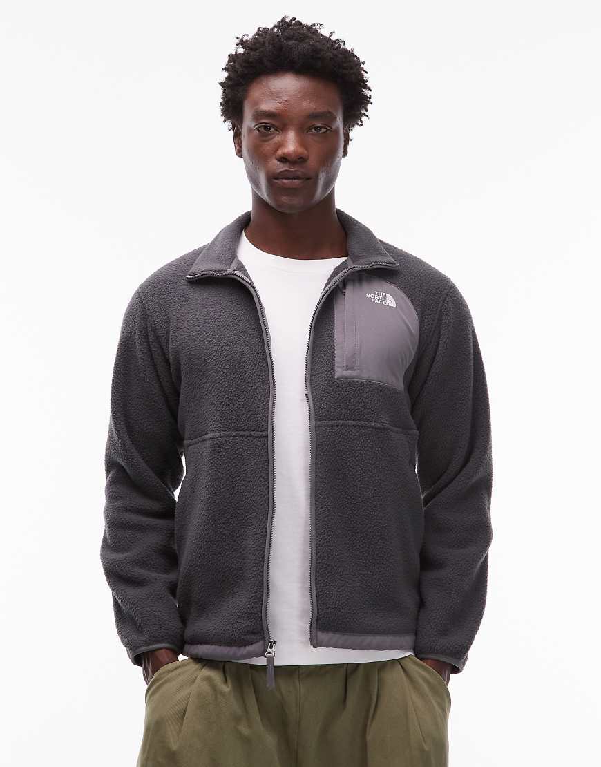 The North Face - Yumiori Off Peak - Schwere Fleece-Jacke in Dunkelgrau mit kurzem Reißverschluss und Farbblock-Design von The North Face