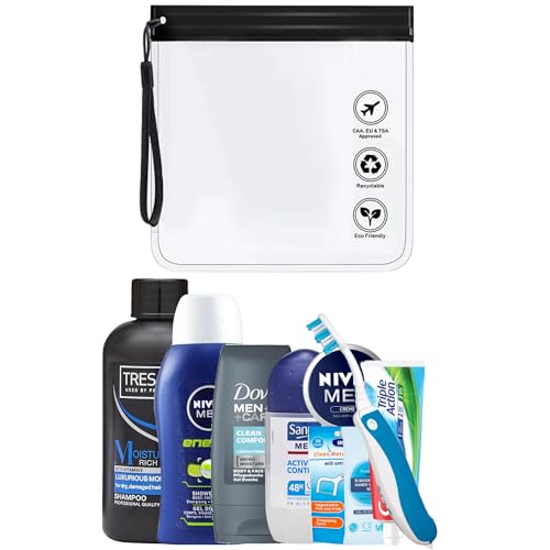 TSA-zugelassene Reise-Toilettenartikel für Herren, komplettes Essentials-Set für Urlaub, Geschäftsreisen und Krankenhaustasche TSA-zugelassene Reise-Toilettenartikel für Herren, komplettes Essentials-Set für Urlaub, Geschäftsreisen und Krankenhaustasche von The Oasis Tree