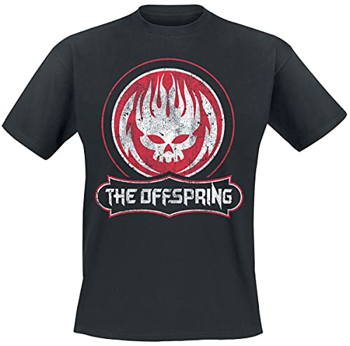 The Offspring Distressed Skull Männer T-Shirt schwarz S 100% Baumwolle Band-Merch, Bands, Totenköpfe von The Offspring